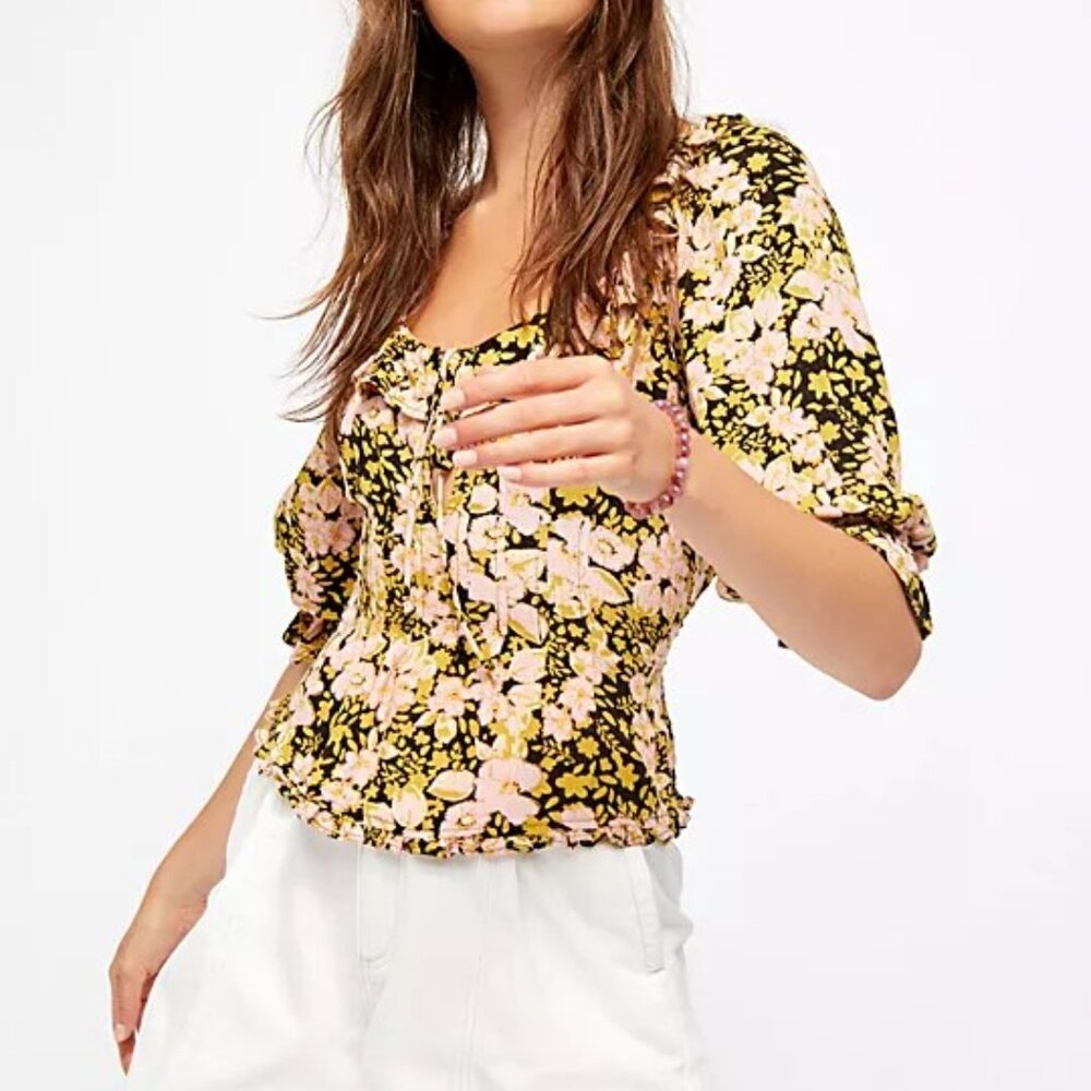 Free People Sweet Memories Boho Floral Blouse. Size L.